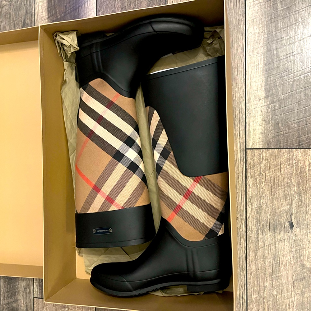 Burberry rain boots.